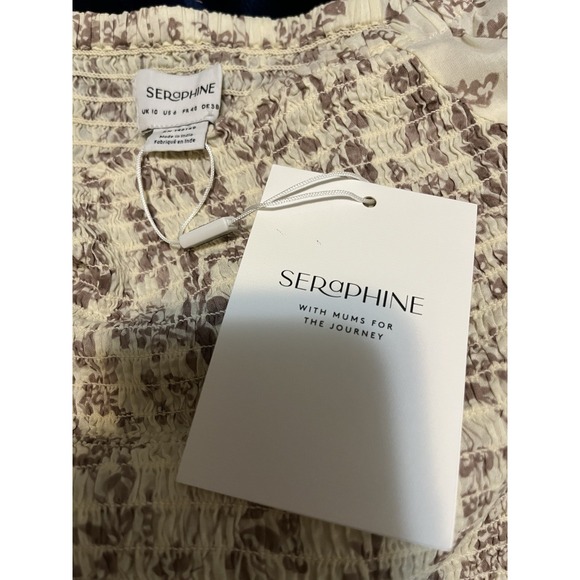 NWT Seraphine Floral Smocked Cotton Maternity Top Size 6 - Picture 8 of 9